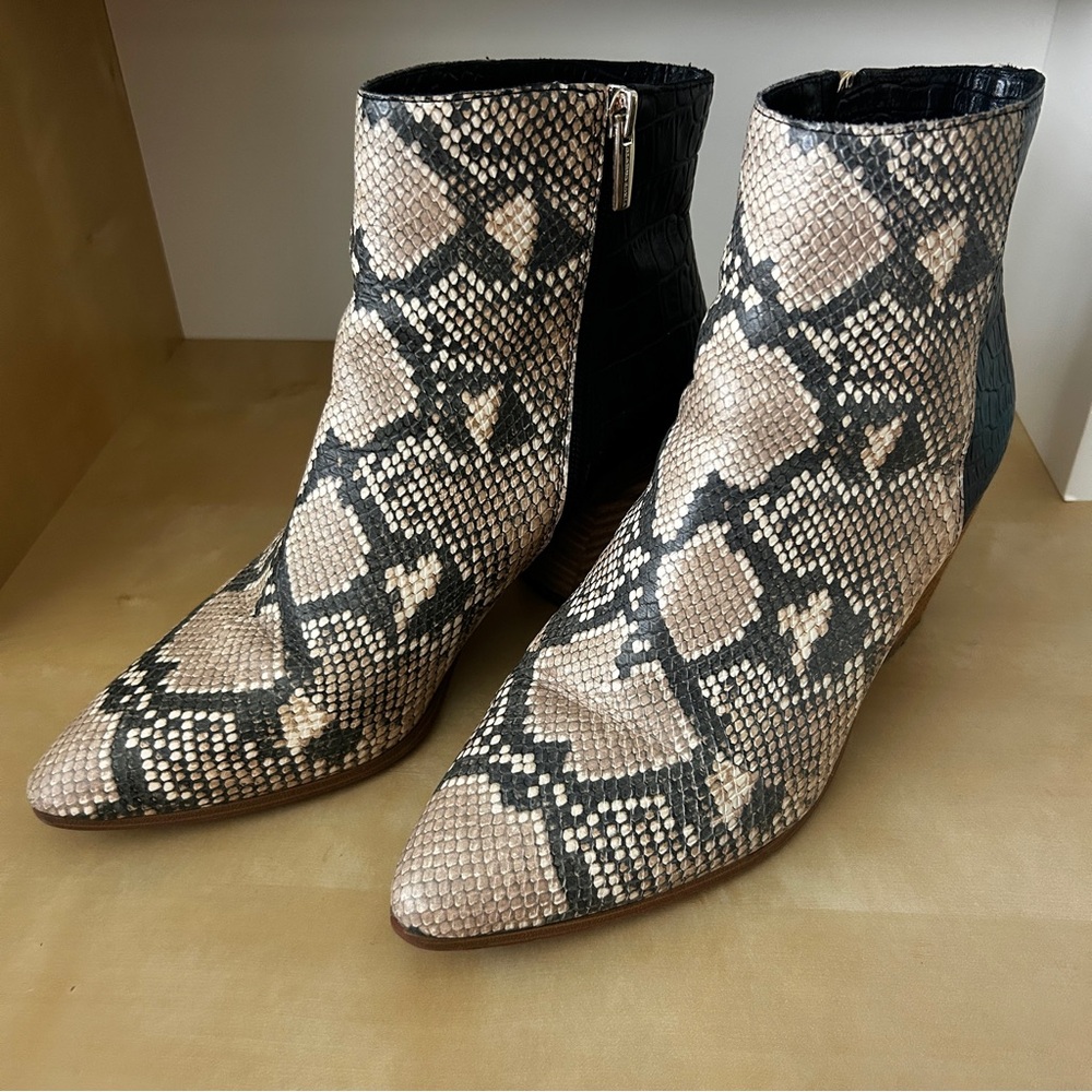 Vince Camuto Snakeprint Grasem Leather Ankle Booties - Picture 10 of 16
